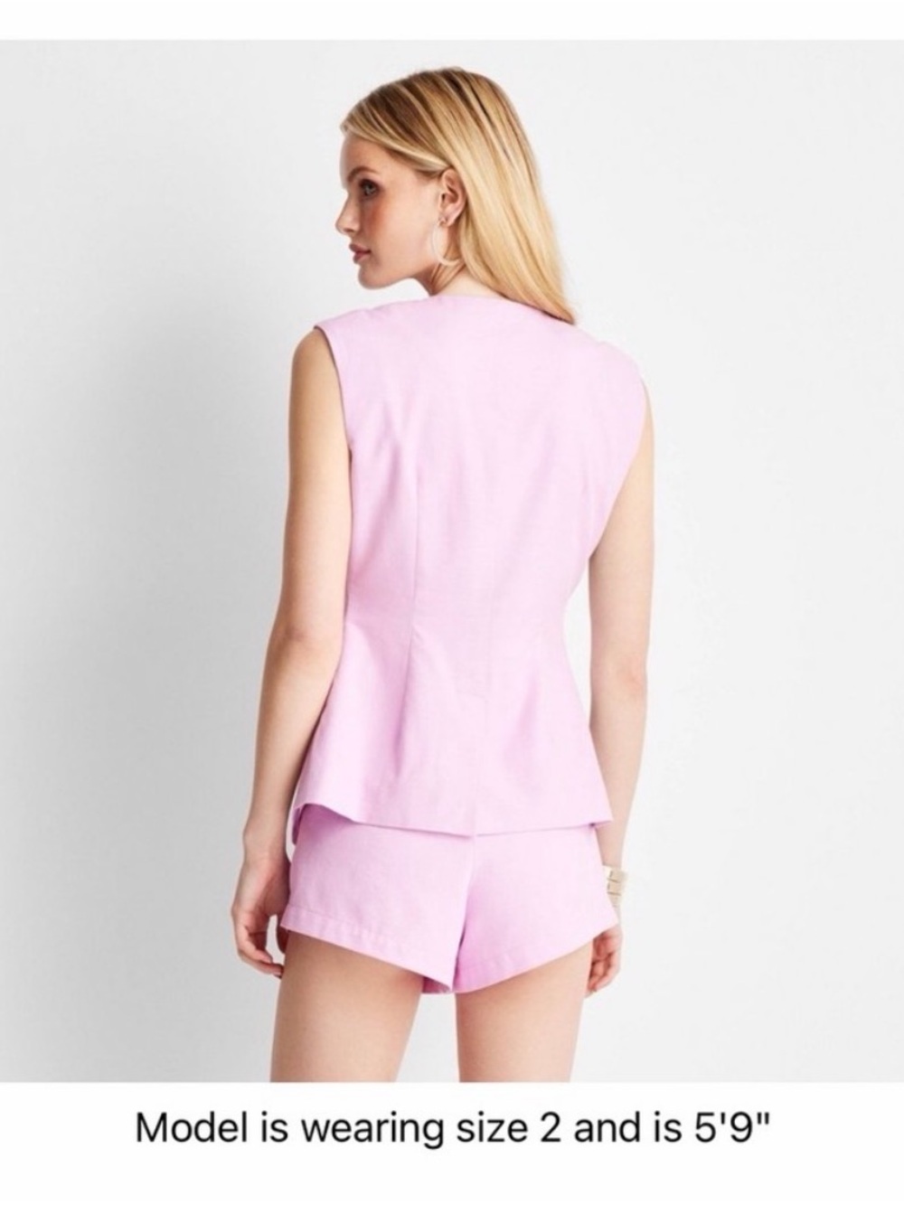 The future collective- Jenee’ Naylor. lavender Button Front Vest and Shorts Set - Picture 2 of 12